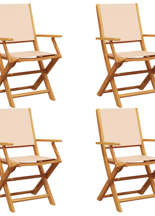 Tuinstoelen 4 st inklapbaar stof en massief hout beige