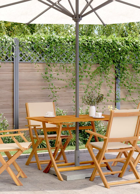 Tuinstoelen 4 st inklapbaar stof en massief hout beige