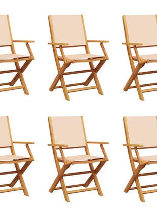 Tuinstoelen 6 st inklapbaar stof en massief hout beige