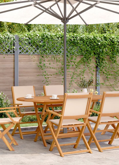 Tuinstoelen 6 st inklapbaar stof en massief hout beige
