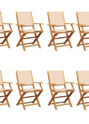 Tuinstoelen 8 st inklapbaar stof en massief hout beige