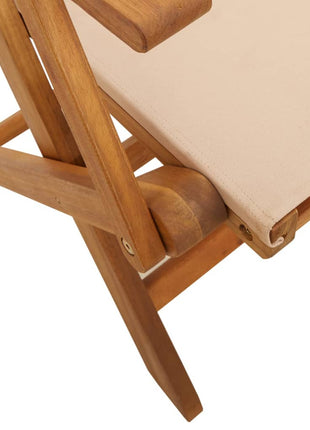 Tuinstoelen 8 st inklapbaar stof en massief hout beige