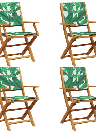 Tuinstoelen 4 st inklapbaar stof en massief hout groen