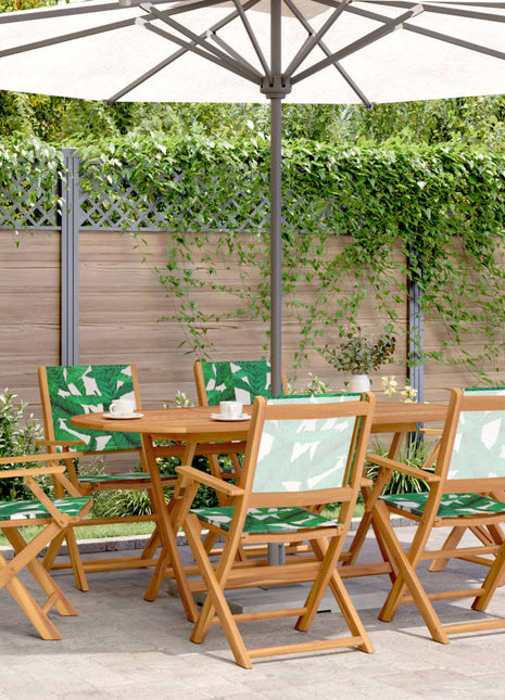 Tuinstoelen 6 st inklapbaar stof en massief hout groen