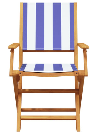 Tuinstoelen 4 st inklapbaar stof en massief hout blauw en wit