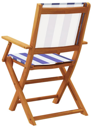 Tuinstoelen 4 st inklapbaar stof en massief hout blauw en wit