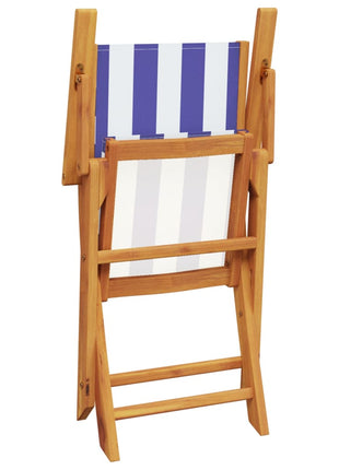 Tuinstoelen 4 st inklapbaar stof en massief hout blauw en wit