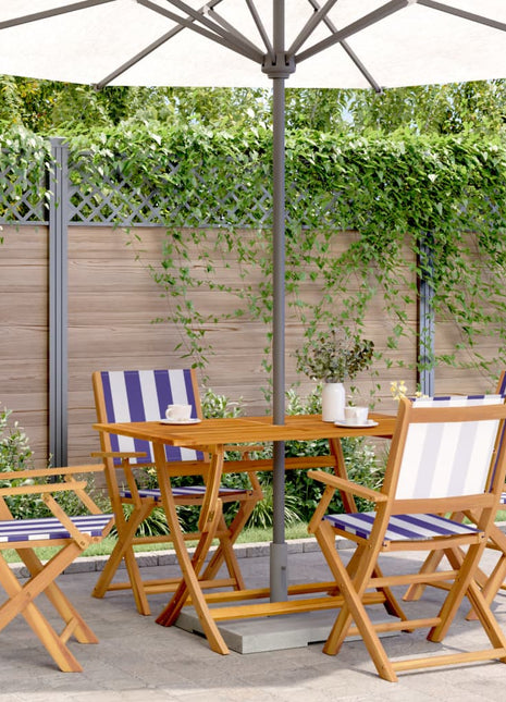 Tuinstoelen 4 st inklapbaar stof en massief hout blauw en wit