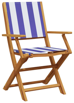 Tuinstoelen 6 st inklapbaar stof en massief hout blauw en wit