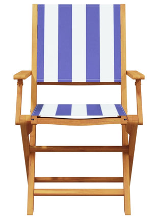 Tuinstoelen 6 st inklapbaar stof en massief hout blauw en wit