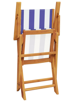 Tuinstoelen 6 st inklapbaar stof en massief hout blauw en wit