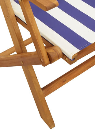 Tuinstoelen 6 st inklapbaar stof en massief hout blauw en wit