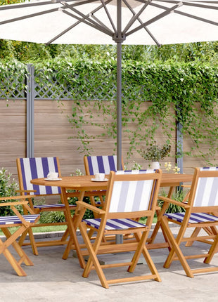 Tuinstoelen 6 st inklapbaar stof en massief hout blauw en wit