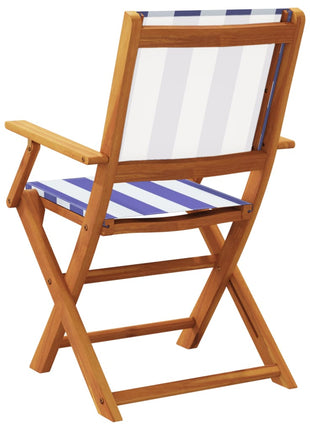Tuinstoelen 8 st inklapbaar stof en massief hout blauw en wit
