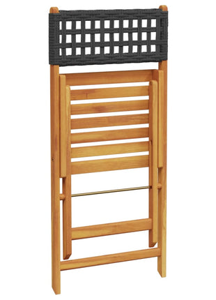 Tuinstoelen 4 st inklapbaar poly rattan en massief hout zwart