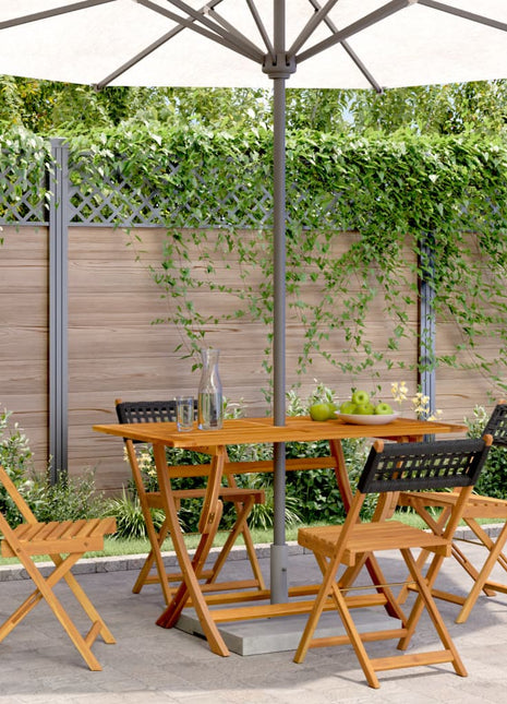 Tuinstoelen 4 st inklapbaar poly rattan en massief hout zwart