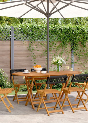 Tuinstoelen 6 st inklapbaar poly rattan en massief hout zwart