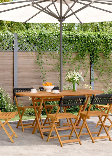 Tuinstoelen 6 st inklapbaar poly rattan en massief hout zwart