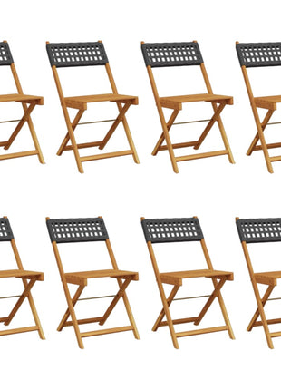 Tuinstoelen 8 st inklapbaar poly rattan en massief hout zwart