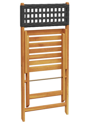 Tuinstoelen 8 st inklapbaar poly rattan en massief hout zwart