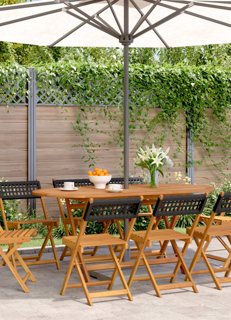 Tuinstoelen 8 st inklapbaar poly rattan en massief hout zwart