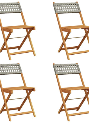 Tuinstoelen 4 st inklapbaar poly rattan en massief hout grijs