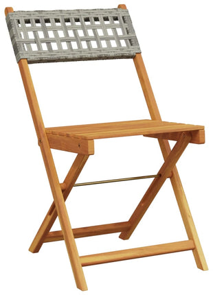 Tuinstoelen 4 st inklapbaar poly rattan en massief hout grijs