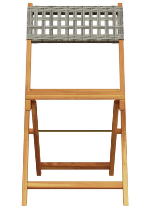 Tuinstoelen 4 st inklapbaar poly rattan en massief hout grijs