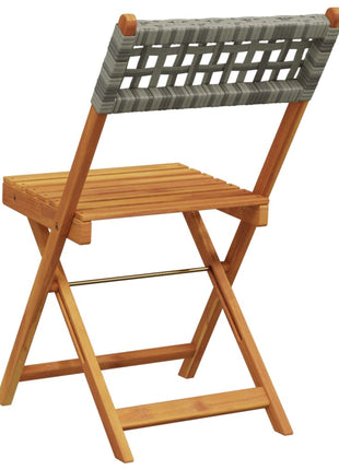 Tuinstoelen 4 st inklapbaar poly rattan en massief hout grijs
