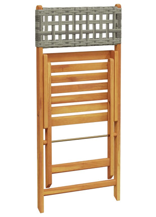 Tuinstoelen 4 st inklapbaar poly rattan en massief hout grijs
