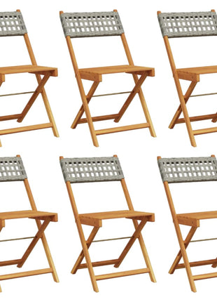 Tuinstoelen 6 st inklapbaar poly rattan en massief hout grijs