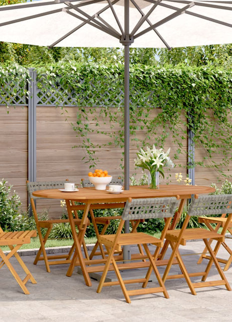 Tuinstoelen 6 st inklapbaar poly rattan en massief hout grijs