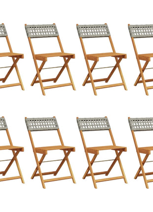 Tuinstoelen 8 st inklapbaar poly rattan en massief hout grijs