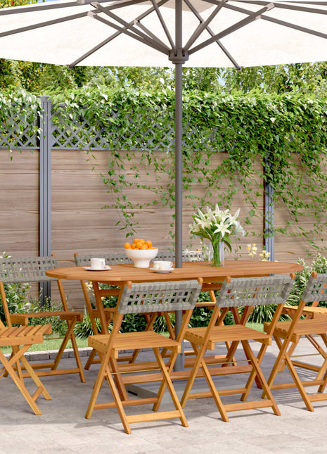 Tuinstoelen 8 st inklapbaar poly rattan en massief hout grijs