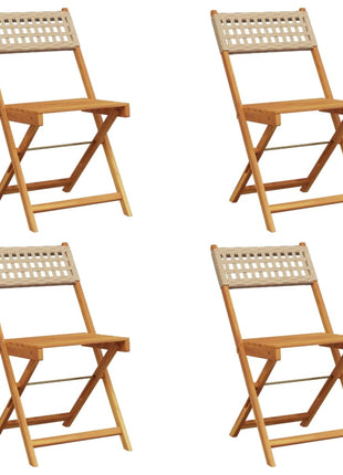 Tuinstoelen 4 st inklapbaar poly rattan en massief hout beige