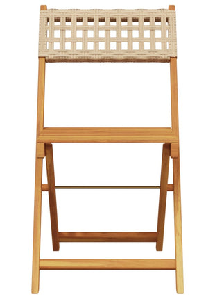 Tuinstoelen 4 st inklapbaar poly rattan en massief hout beige