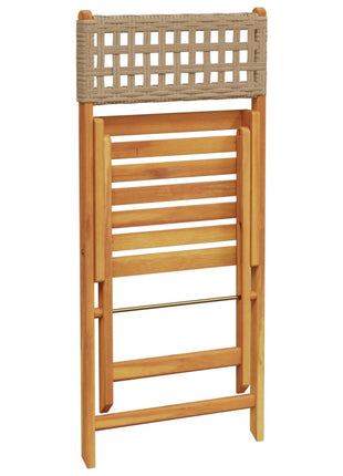 Tuinstoelen 6 st inklapbaar poly rattan en massief hout beige