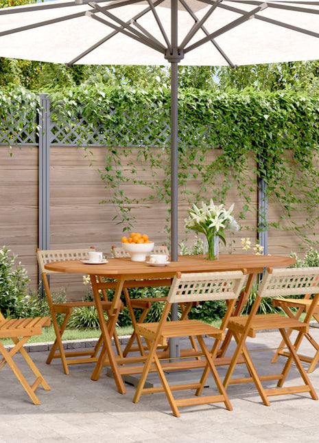 Tuinstoelen 6 st inklapbaar poly rattan en massief hout beige