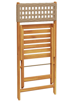 Tuinstoelen 8 st inklapbaar poly rattan en massief hout beige