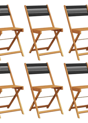 Tuinstoelen 6 st inklapbaar massief acaciahout zwart