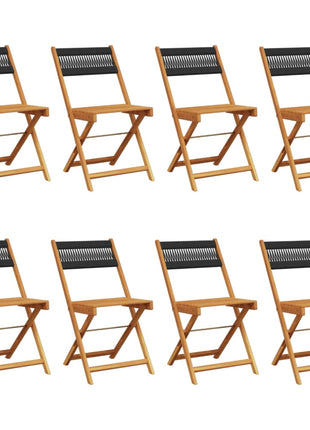Tuinstoelen 8 st inklapbaar massief acaciahout zwart