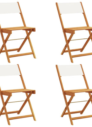 Tuinstoelen 4 st inklapbaar massief hout en stof crèmewit