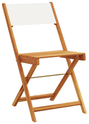 Tuinstoelen 4 st inklapbaar massief hout en stof crèmewit