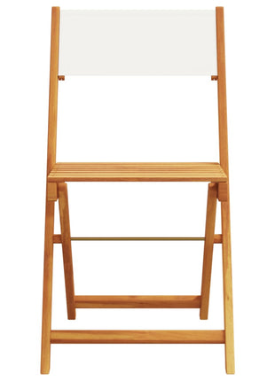 Tuinstoelen 4 st inklapbaar massief hout en stof crèmewit
