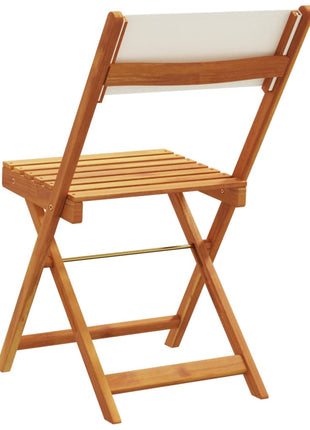 Tuinstoelen 4 st inklapbaar massief hout en stof crèmewit