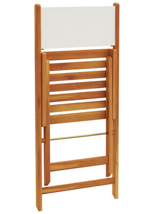 Tuinstoelen 4 st inklapbaar massief hout en stof crèmewit