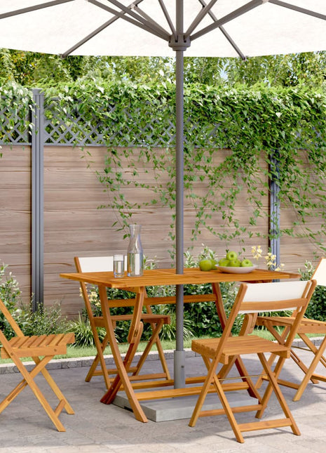 Tuinstoelen 4 st inklapbaar massief hout en stof crèmewit