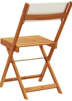 Tuinstoelen 8 st inklapbaar massief hout en stof crèmewit