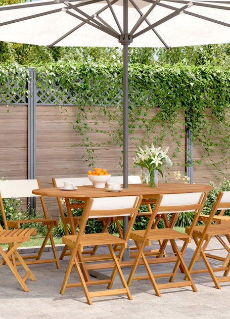 Tuinstoelen 8 st inklapbaar massief hout en stof crèmewit
