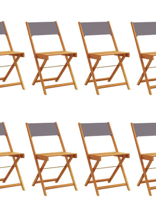 Tuinstoelen 8 st inklapbaar massief hout en stof antracietkleur